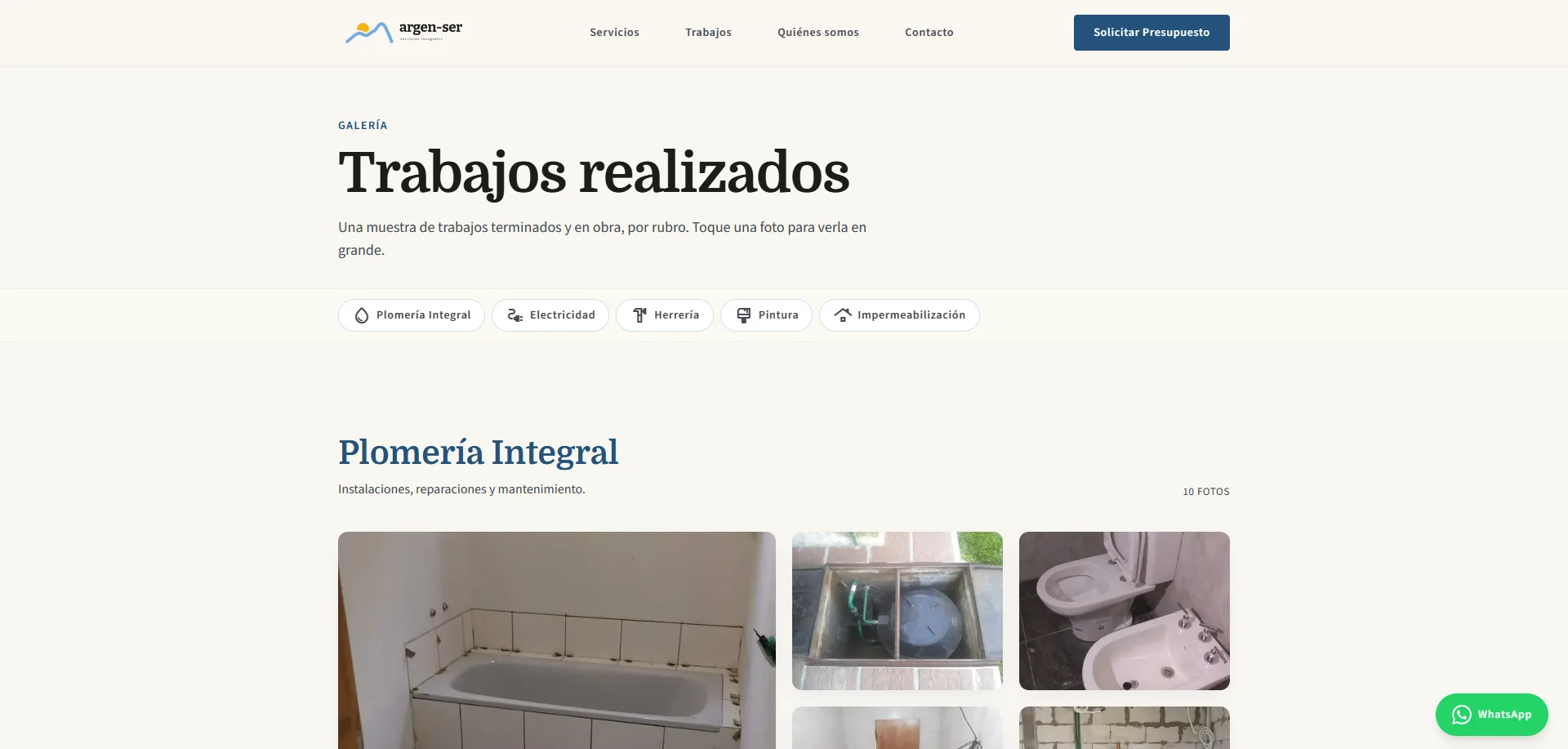 Galería de trabajos realizados, por rubro