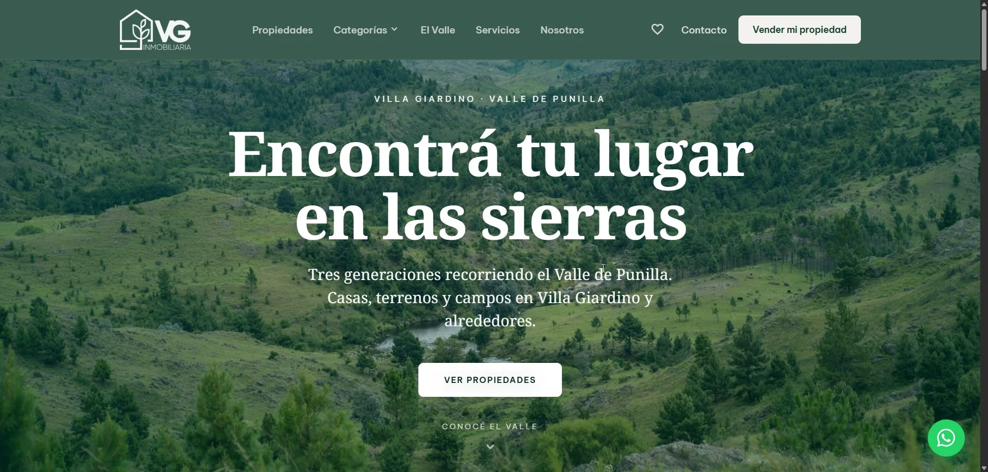 Portada del sitio de Gallardo Propiedades