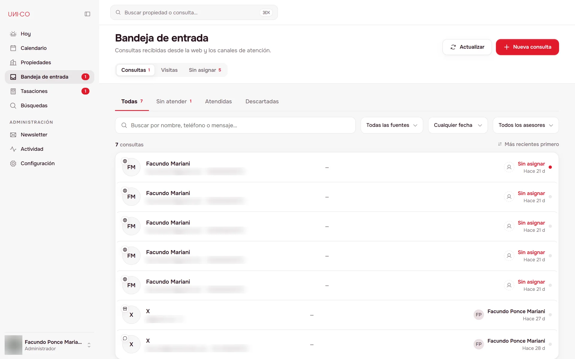 Bandeja de consultas con semáforo